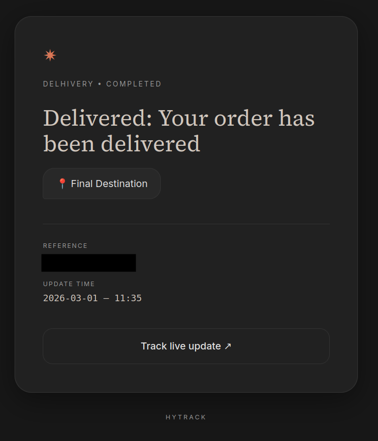 Delivered Status (Delhivery)
