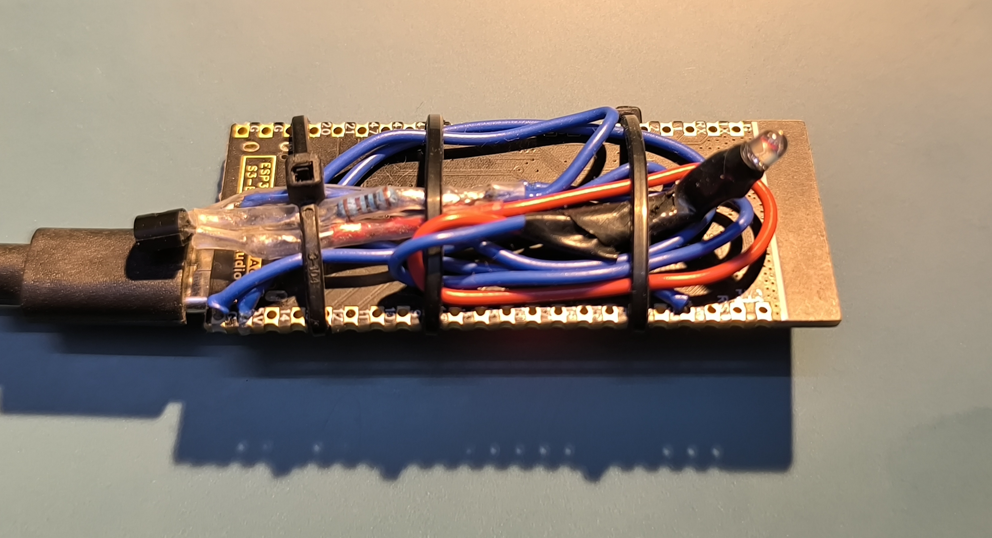 ESP32-S3 with transistor-driven IR LED wiring
