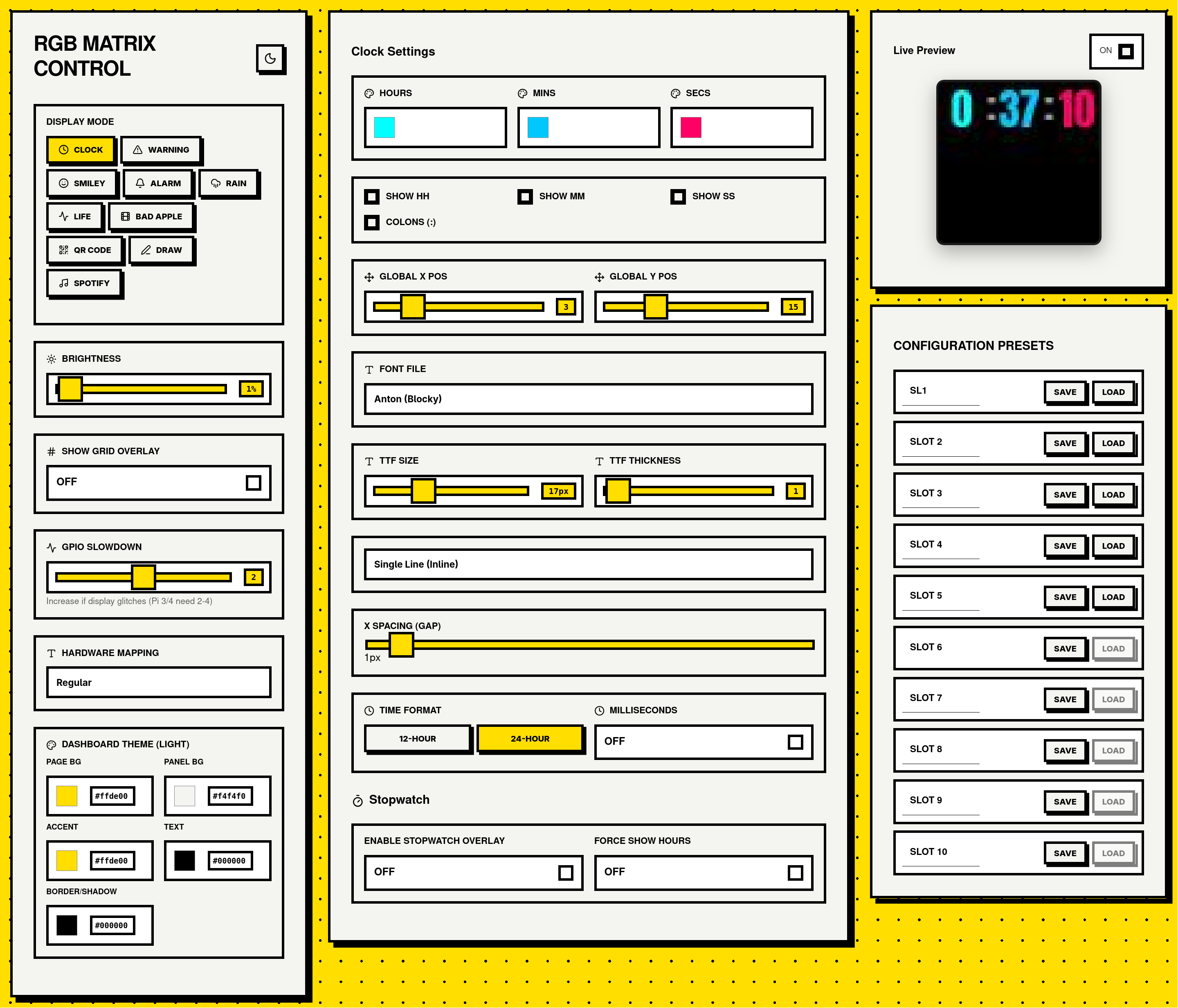 WaveDisp Dashboard General View showing live preview