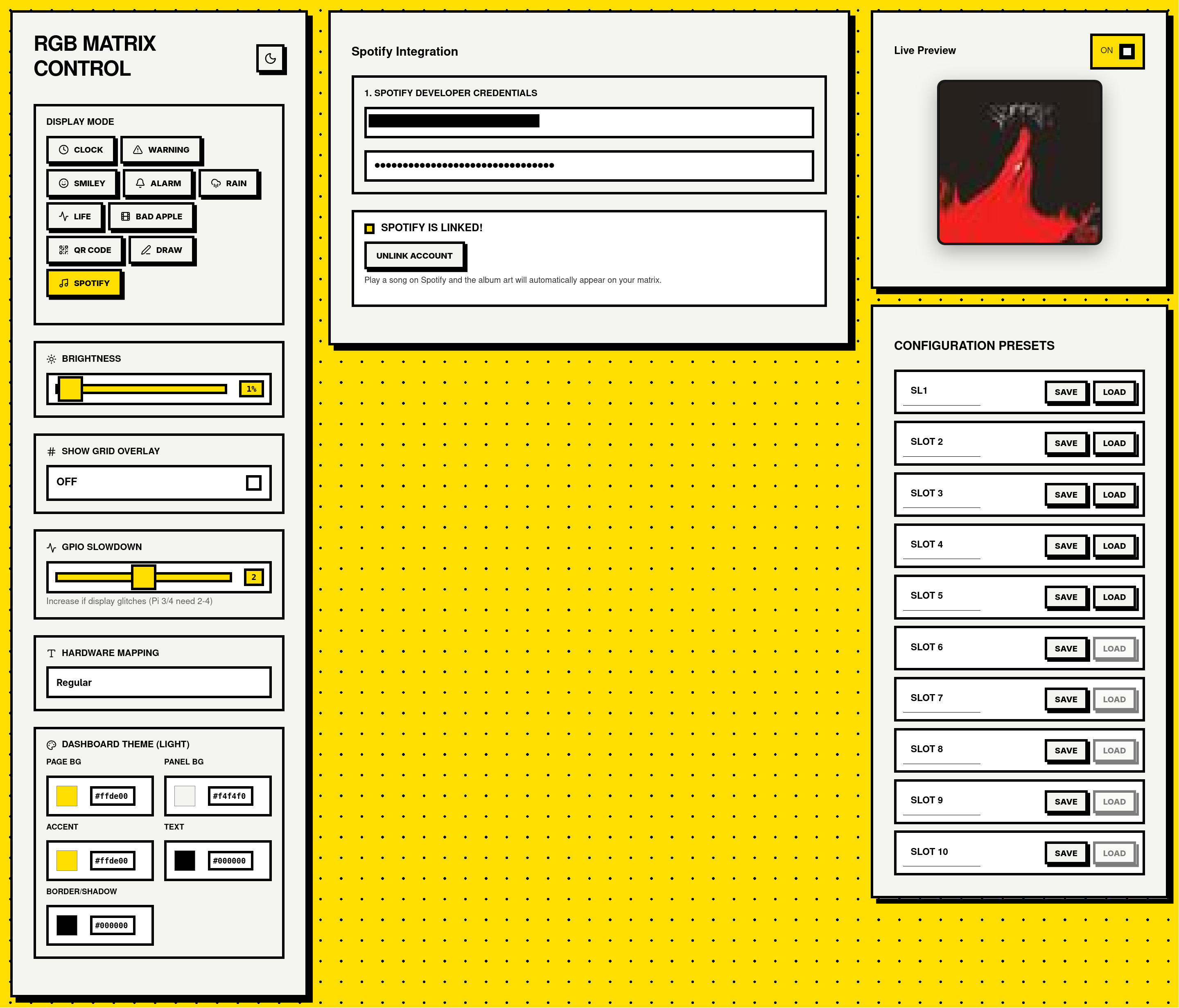 WaveDisp Dashboard Modes list showing visual capabilities