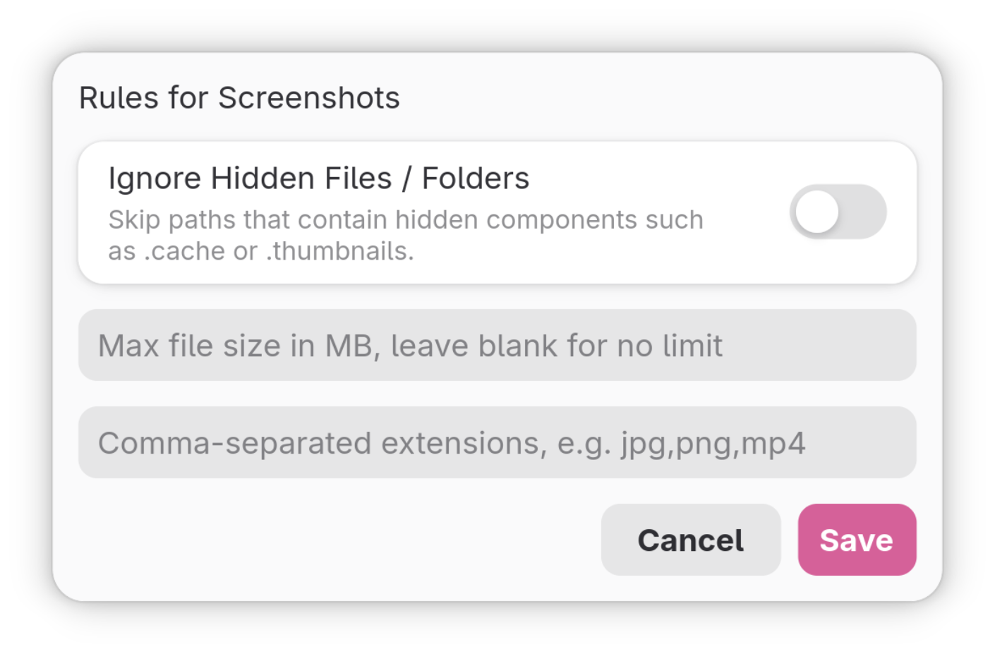 Rules for screenshots