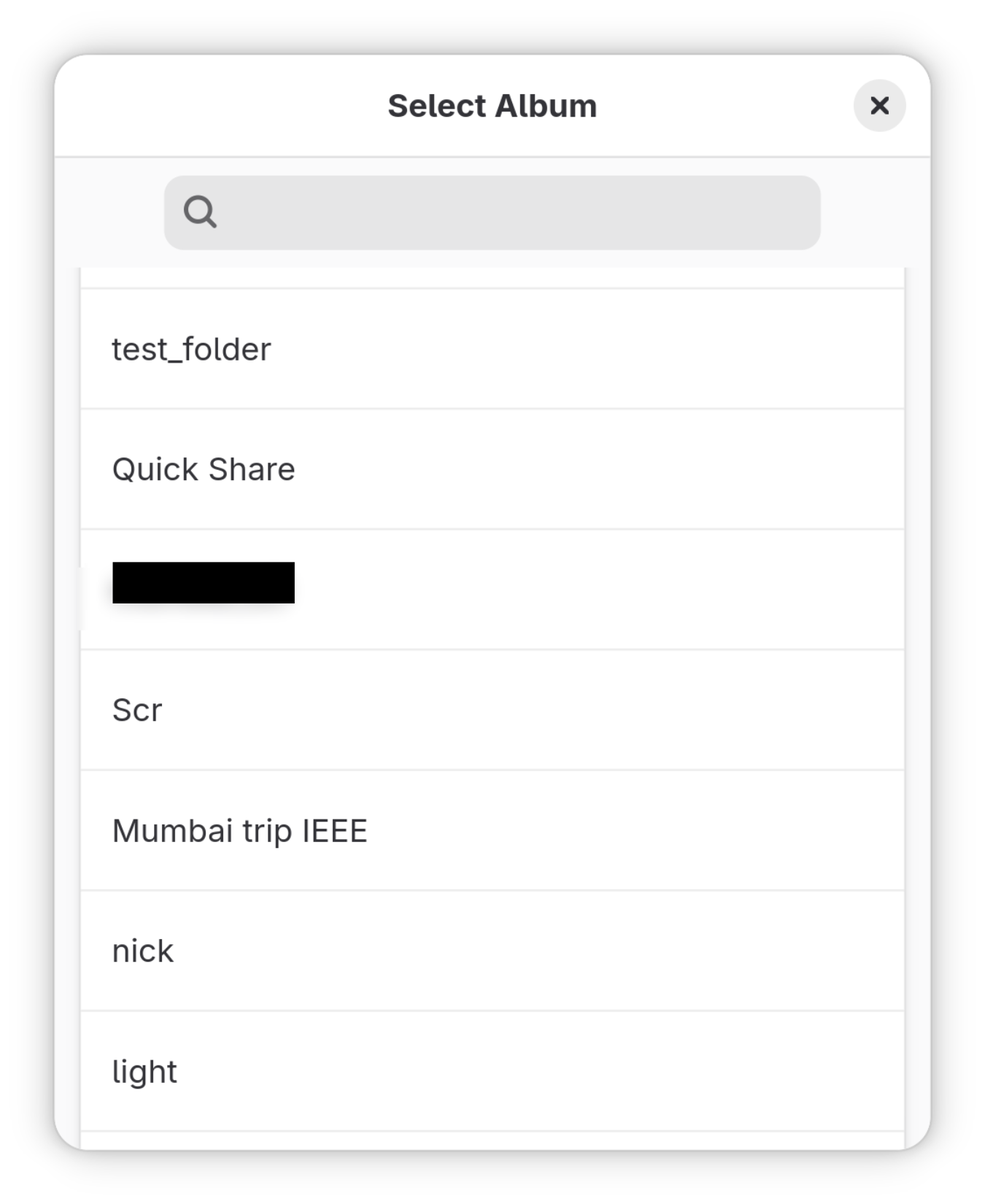 Album selection menu