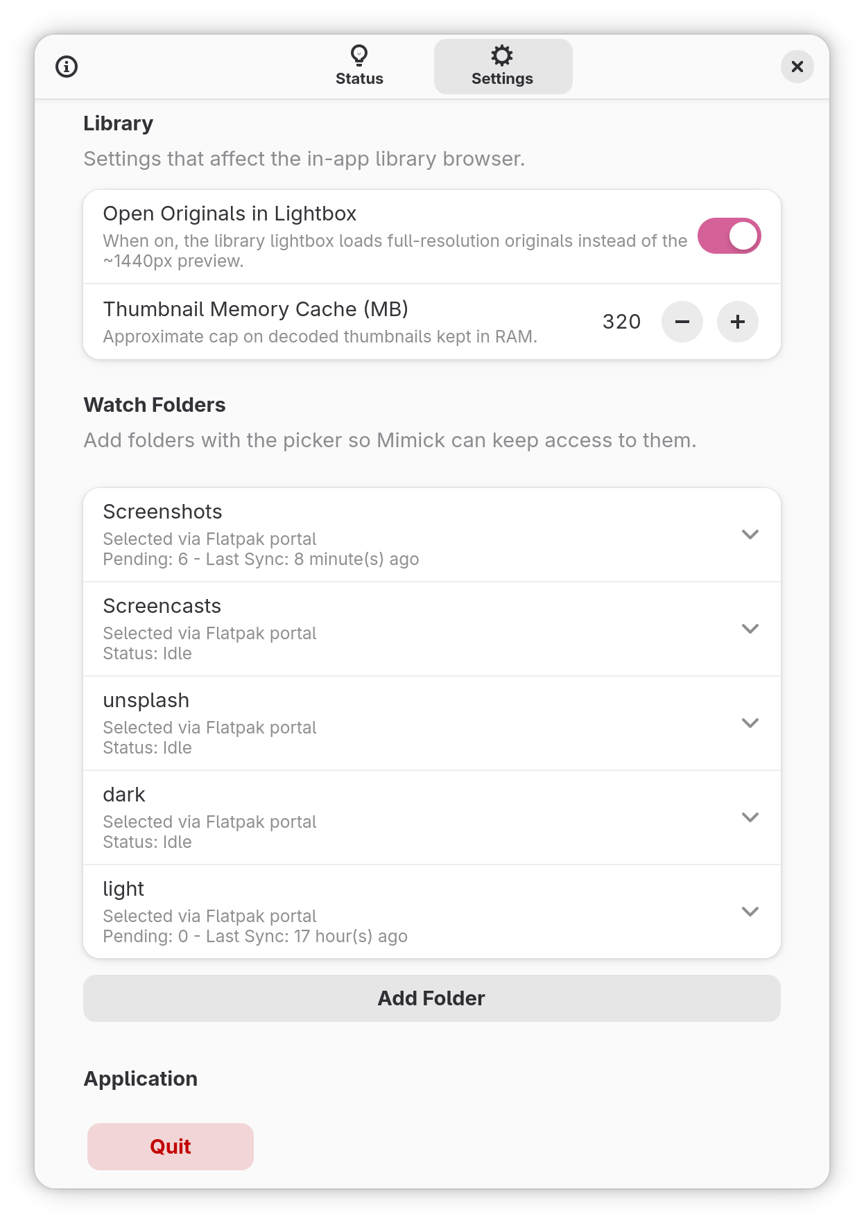 Library + watch folders settings