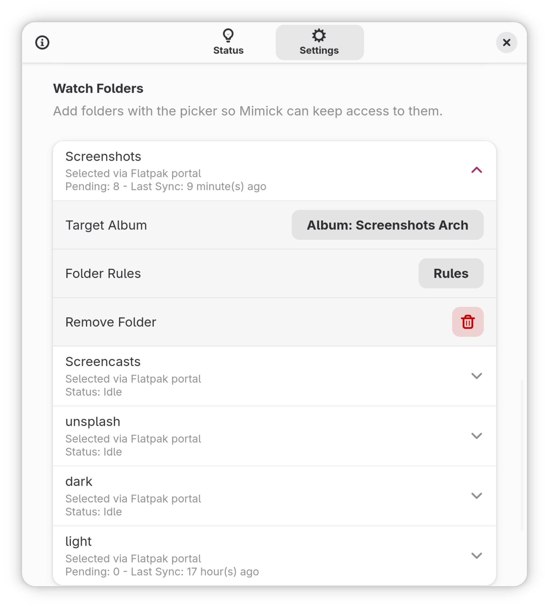 Watch folders with details